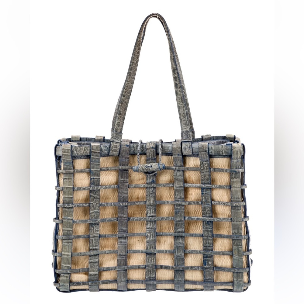 Nancy Gonzalez Caiman Crocodile Woven Tote Bag with Dust Bag